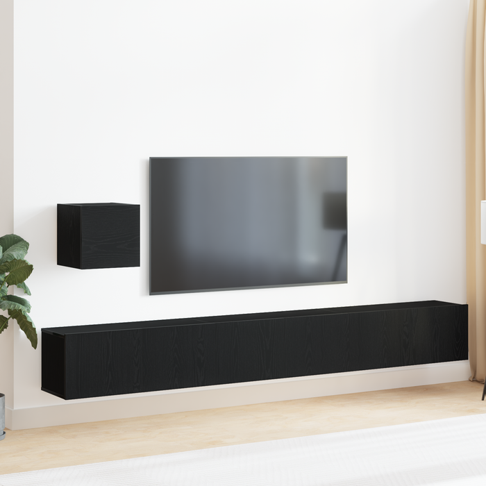 Set dulap TV, 4 piese, stejar negru, lemn prelucrat - WALTI WALTI