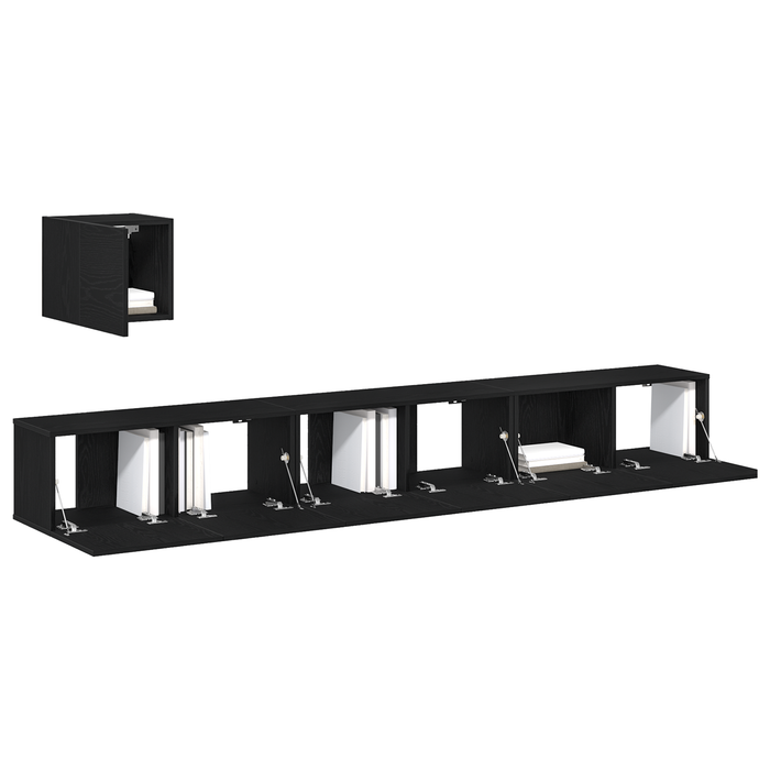Set dulap TV, 4 piese, stejar negru, lemn prelucrat - WALTI WALTI