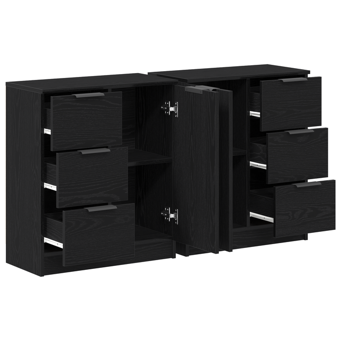 Mese laterale 2 buc Negru Stejar 60x30x70 cm Lemn prelucrat - WALTI WALTI