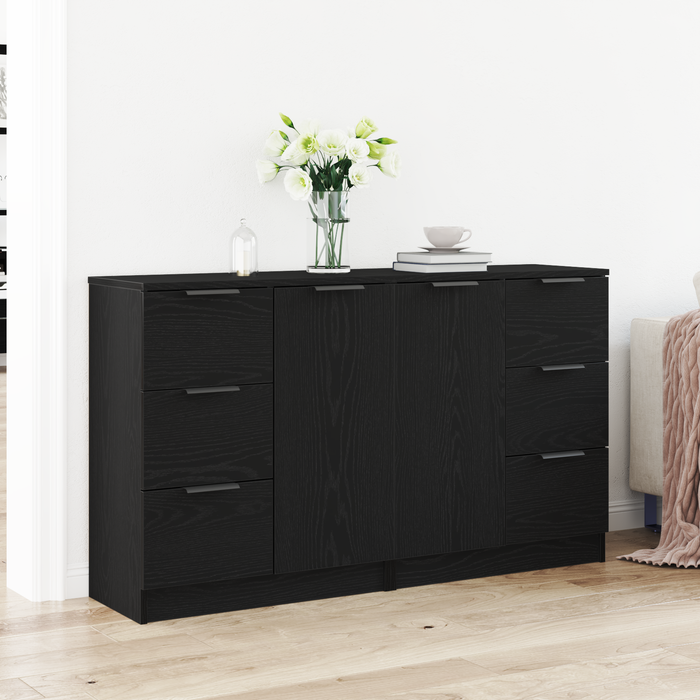 Mese laterale 2 buc Negru Stejar 60x30x70 cm Lemn prelucrat - WALTI WALTI
