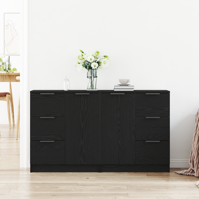 Mese laterale 2 buc Negru Stejar 60x30x70 cm Lemn prelucrat - WALTI WALTI