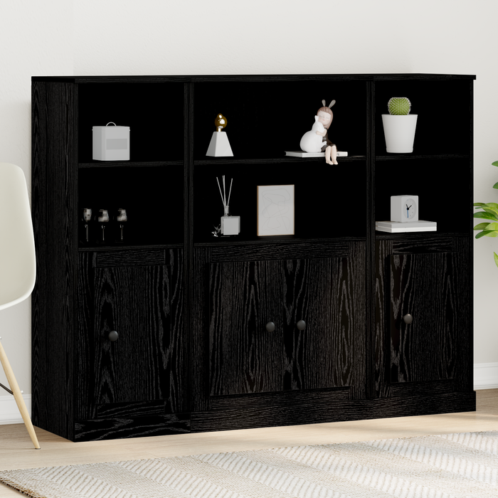 Highboard Negru Stejar 132x35,5x103,5 cm Lemn prelucrat - WALTI WALTI