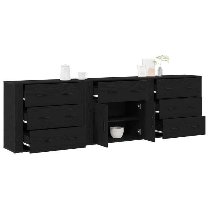 Comode 3 pcs Stejar negru Lemn ingineresc - WALTI WALTI