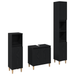 Set de Mobilier pentru Baie din 3 Piese Stejar Negru Lemn Prelucrat - WALTI WALTI