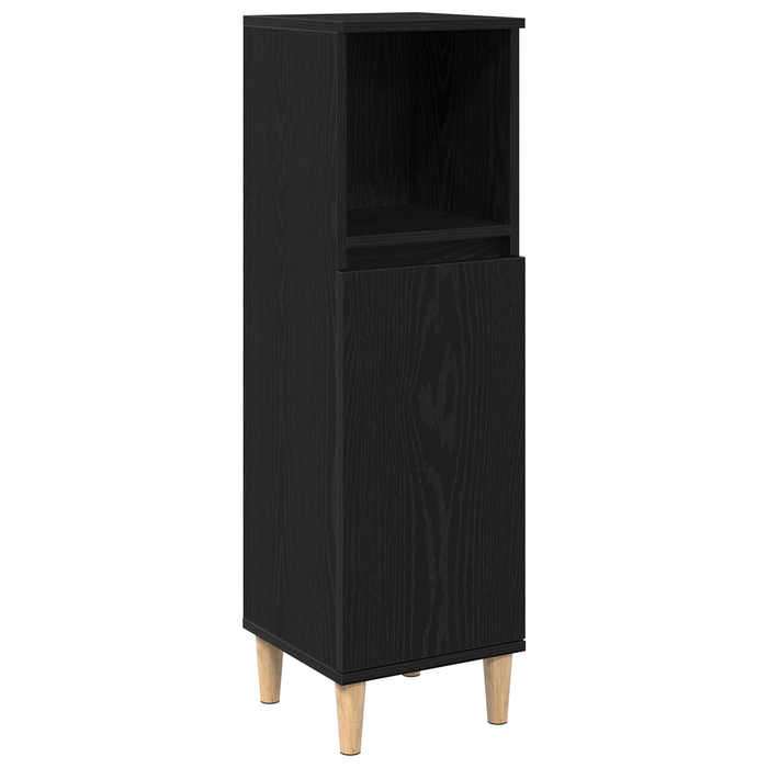 Set de Mobilier pentru Baie din 3 Piese Stejar Negru Lemn Prelucrat - WALTI WALTI