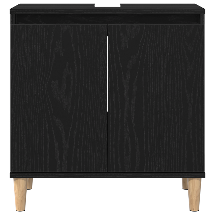 Set de Mobilier pentru Baie din 3 Piese Stejar Negru Lemn Prelucrat - WALTI WALTI