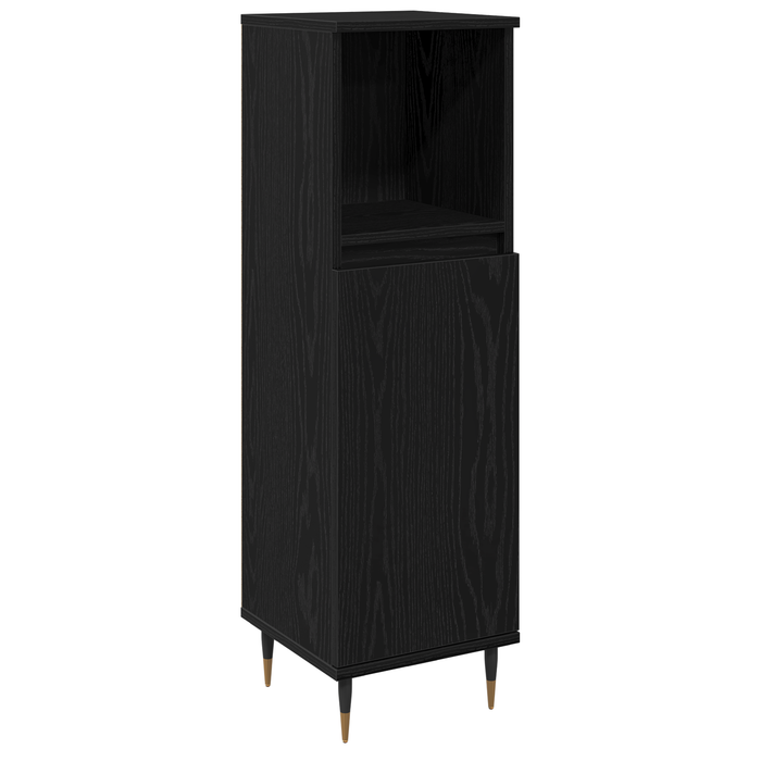 Set de Mobilier pentru Baie de 3 Piese Negru Stejar Lemn Stratificat - WALTI WALTI