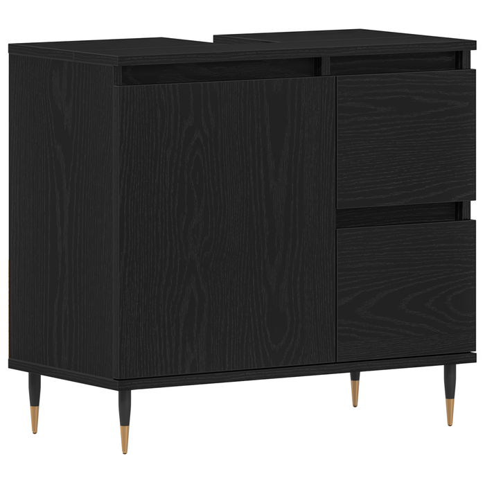Set de Mobilier pentru Baie de 3 Piese Negru Stejar Lemn Stratificat - WALTI WALTI