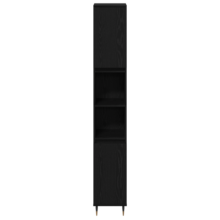 Set de Mobilier pentru Baie de 3 Piese Negru Stejar Lemn Stratificat - WALTI WALTI