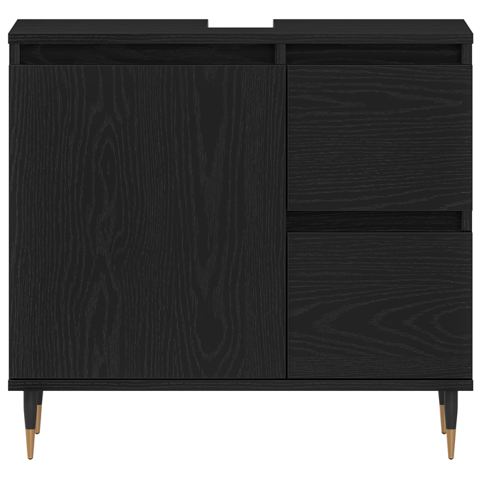 Set de Mobilier pentru Baie de 3 Piese Negru Stejar Lemn Stratificat - WALTI WALTI