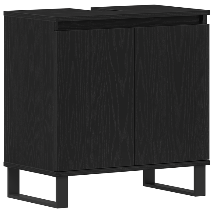 Set de Mobilier pentru Baie 3 Piese Stejar Negru din Lemn Ingineresc - WALTI WALTI
