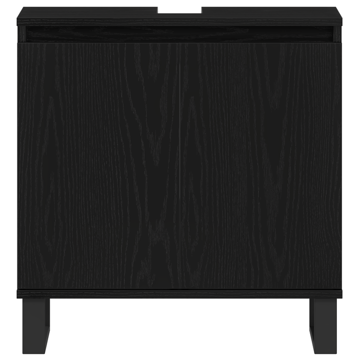 Set de Mobilier pentru Baie 3 Piese Stejar Negru din Lemn Ingineresc - WALTI WALTI