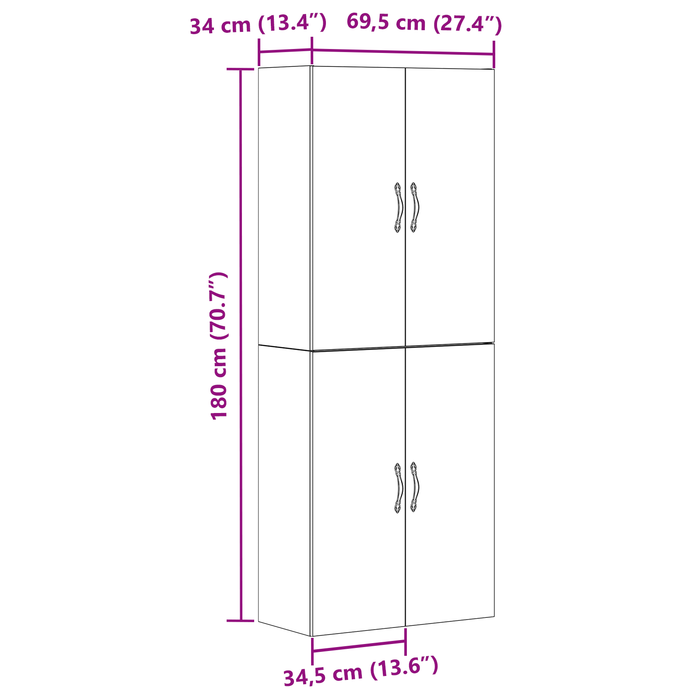 Dulapuri, 2 buc., stejar negru, 69,5x34x180 cm, lemn prelucrat - WALTI WALTI