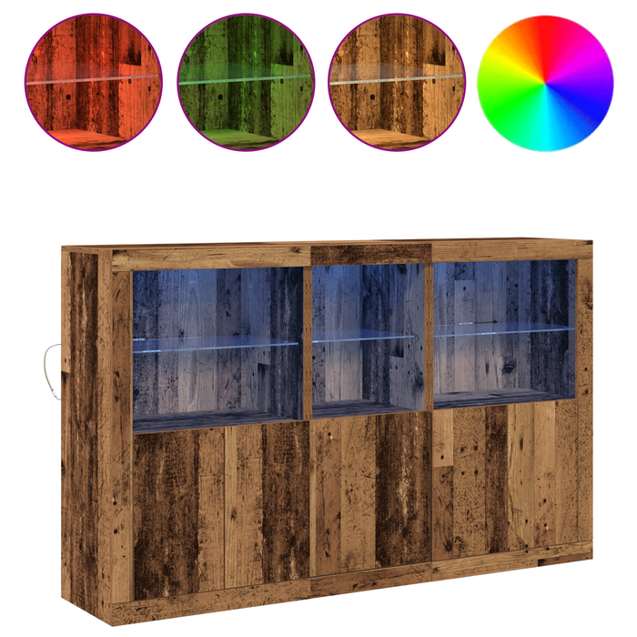 Sideboard cu LED-uri Lemn vechi 162x37x100 cm Lemn prelucrat - WALTI WALTI