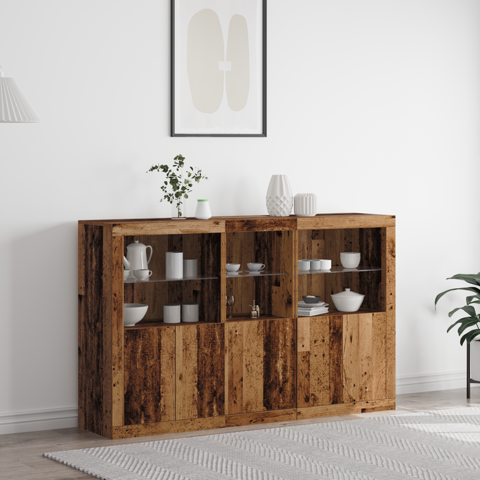 Sideboard cu LED-uri Lemn vechi 162x37x100 cm Lemn prelucrat - WALTI WALTI