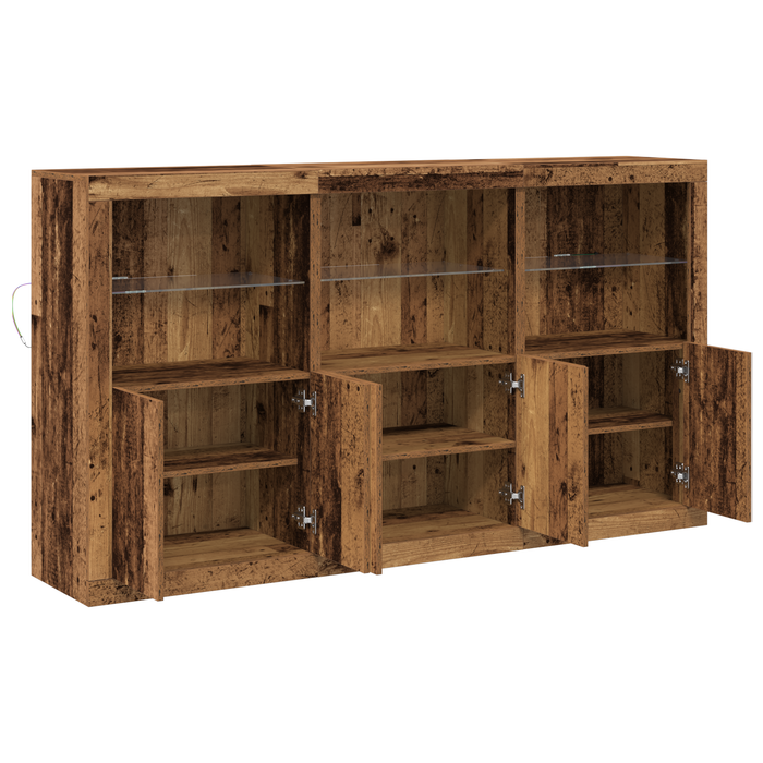Sideboard cu lumini LED Lemn vechi 181.5x37x100 cm Lemn prelucrat - WALTI WALTI