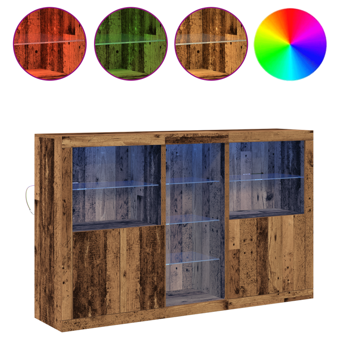 Bufet vidaXL cu Lămpi LED Lemn vechi 162x37x100 cm Lemn prelucrat - WALTI WALTI