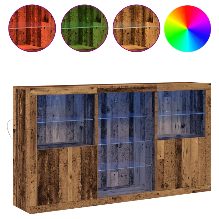 Mobilier cu Lumini LED Lemn Vechi 181.5x37x100 cm Lemn Prelucrat - WALTI WALTI