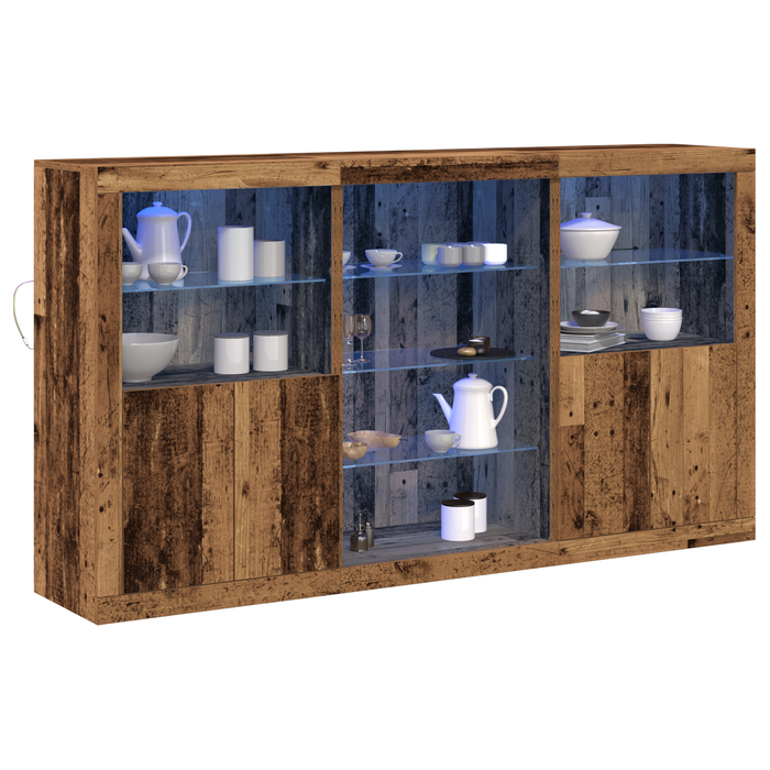 Mobilier cu Lumini LED Lemn Vechi 181.5x37x100 cm Lemn Prelucrat - WALTI WALTI