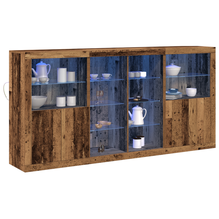 Pardoseală vidaXL cu LED-uri Lemn vechi 202x37x100 cm Lemn prelucrat - WALTI WALTI