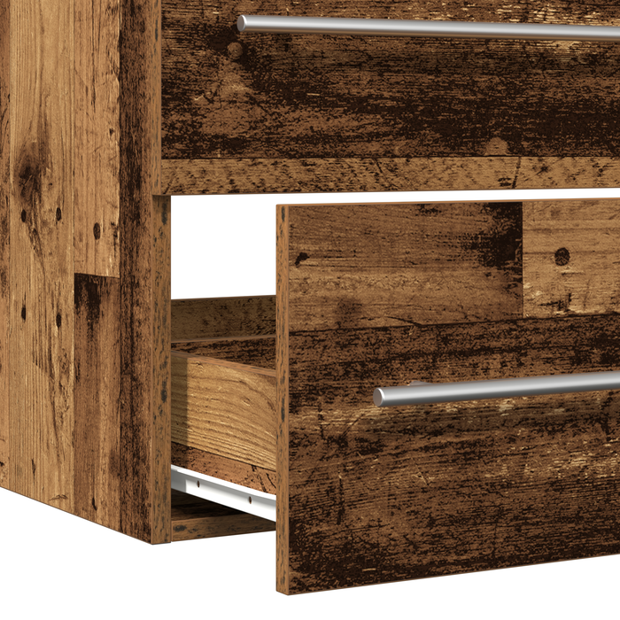 Cabinet de baie cu chiuvetă integrată, lemn rustic din material procesat. - WALTI WALTI