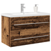 Cabinet de baie cu chiuvetă integrată, lemn rustic din material procesat. - WALTI WALTI