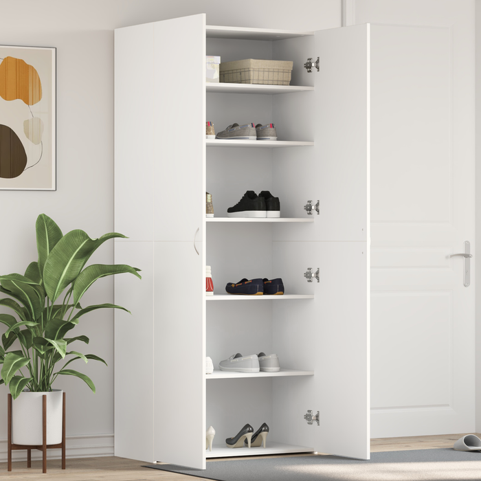Dulap Pantofi Alb 80x35.5x180 cm Lemn Prelucrat - WALTI WALTI