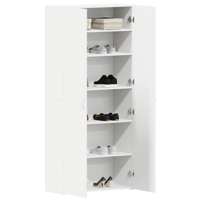Dulap Pantofi Alb 80x35.5x180 cm Lemn Prelucrat - WALTI WALTI