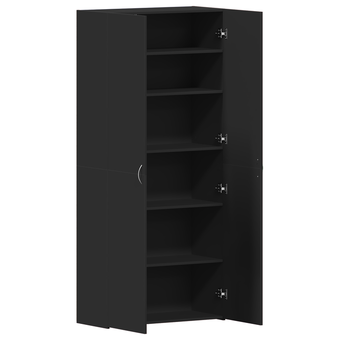 Dulap pentru pantofi Negru 80x35,5x180 cm Lemn prelucrat - WALTI WALTI
