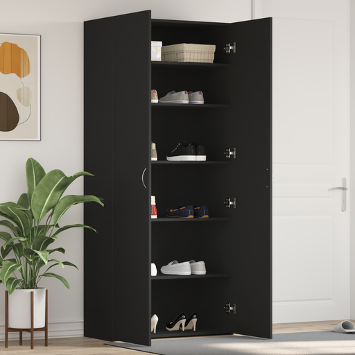 Dulap pentru pantofi Negru 80x35,5x180 cm Lemn prelucrat - WALTI WALTI