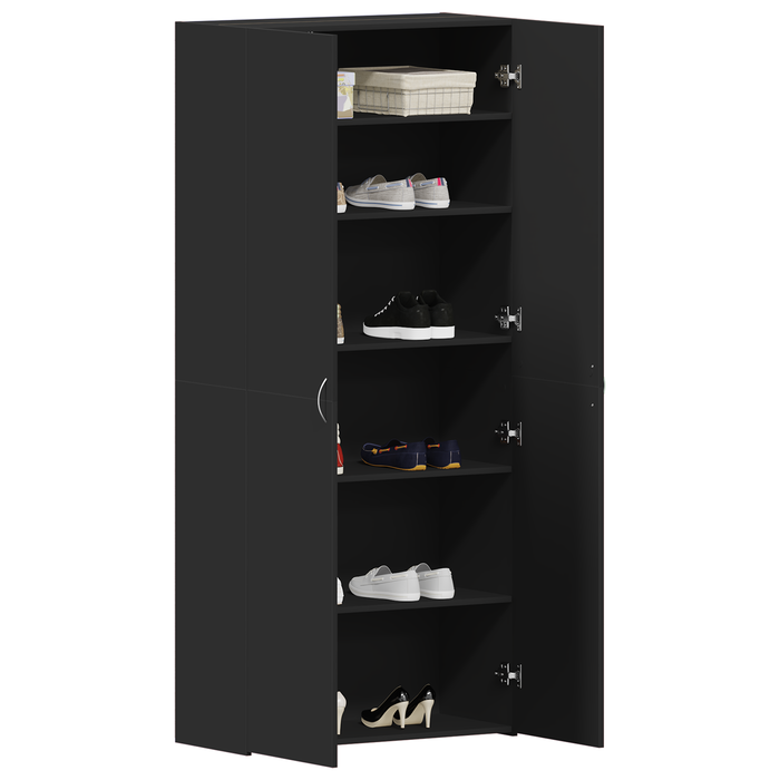 Dulap pentru pantofi Negru 80x35,5x180 cm Lemn prelucrat - WALTI WALTI