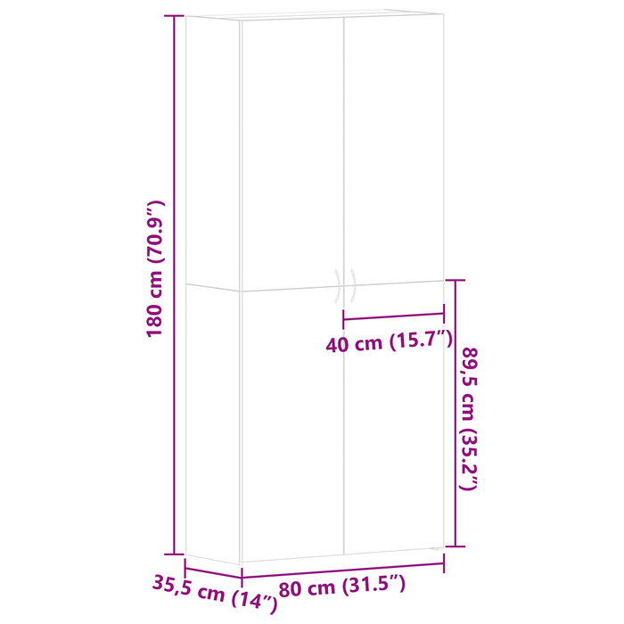 Dulap pentru pantofi Stejar Sonoma 80x35,5x180 cm Lemn prelucrat - WALTI WALTI