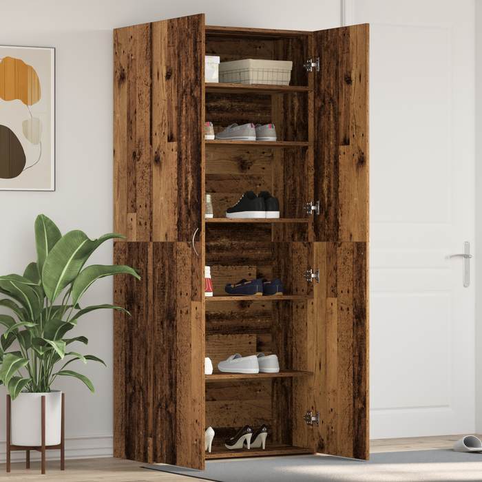 Dulap pentru pantofi Lemn vechi 80x35,5x180 cm Lemn recompozit - WALTI WALTI