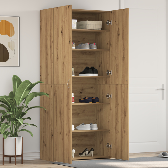 Dulap pentru pantofi Stejar Artisan 80x35,5x180 cm Lemn prelucrat - WALTI WALTI