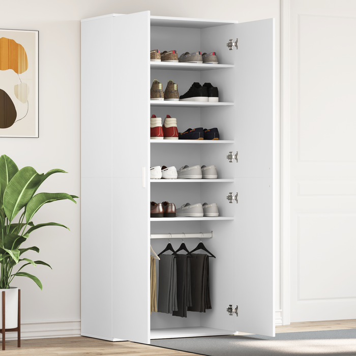 Dulap Pantofi Alb 80x39x180 cm Lemn Ingineresc - WALTI WALTI