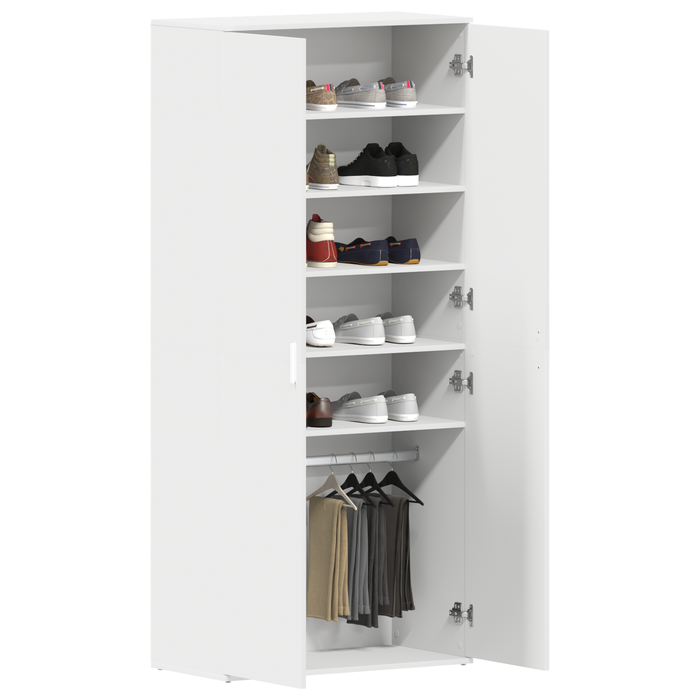Dulap Pantofi Alb 80x39x180 cm Lemn Ingineresc - WALTI WALTI