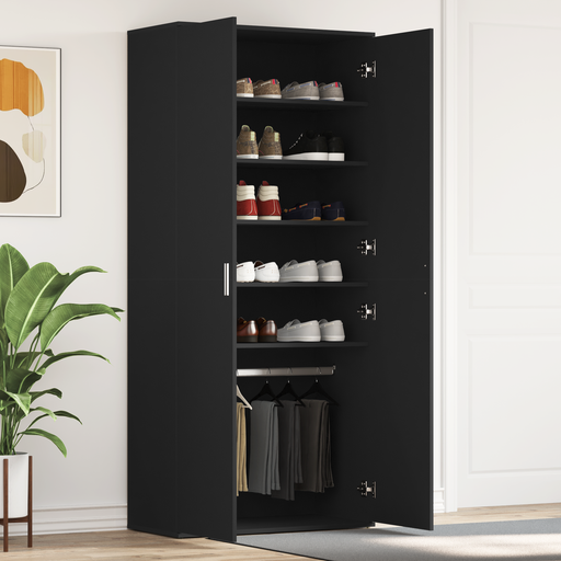 Cabinet pentru pantofi Negru 80x39x180 cm Lemn solid - WALTI WALTI