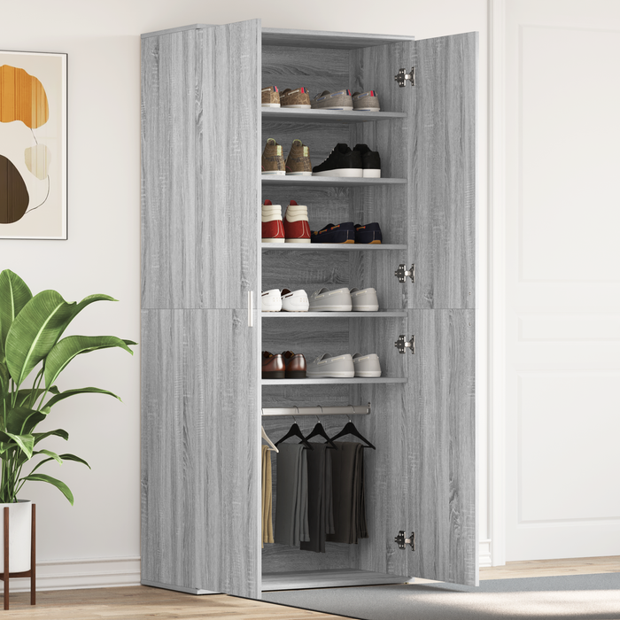 Cabinet Pantofi Gri Sonoma 80x39x180 cm Placă Aglomerată - WALTI WALTI