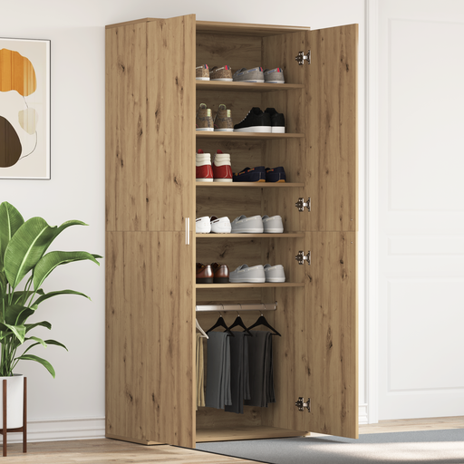 Dulap pentru Încălțăminte Stejar Artizanal 80x39x180 cm Lemn Prelucrat - WALTI WALTI