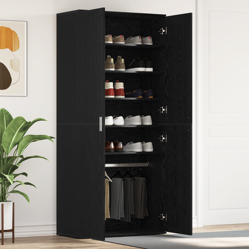 Cabinet Pantofi Stejar Negru 80x39x180 cm Lemn Ingineresc - WALTI WALTI