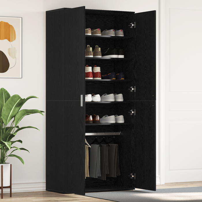 Cabinet Pantofi Stejar Negru 80x39x180 cm Lemn Ingineresc - WALTI WALTI