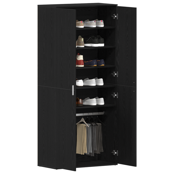 Cabinet Pantofi Stejar Negru 80x39x180 cm Lemn Ingineresc - WALTI WALTI