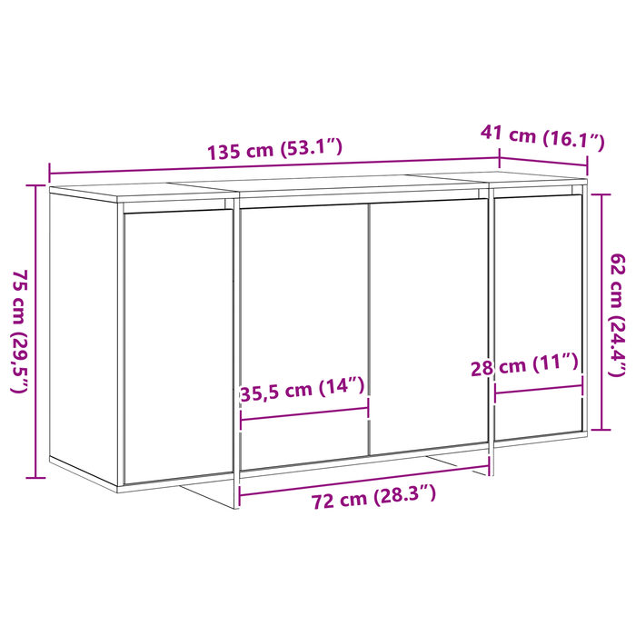 Bufet Gri Gri Sonoma Lemn prelucrat 135 x 41 x 75 cm Bufet Gri - WALTI WALTI