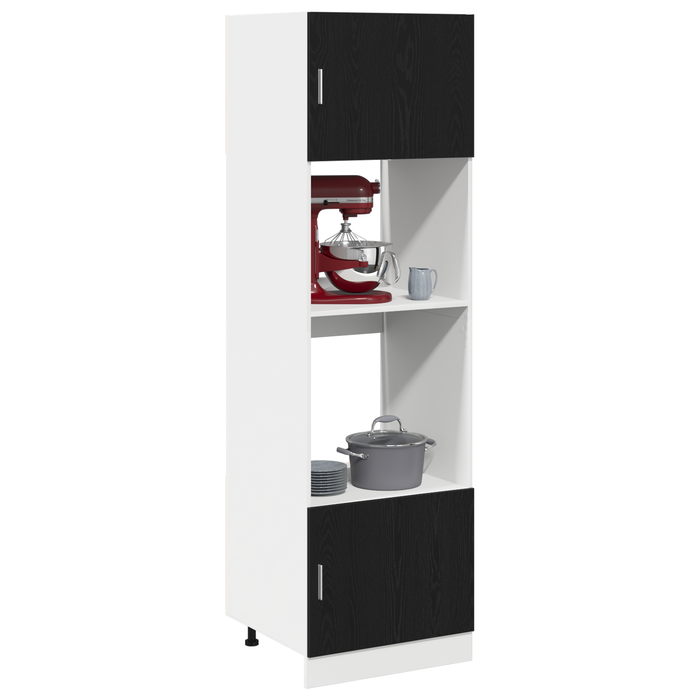 Cabinet pentru microunde din stejar negru 60x57x207 cm din lemn prelucrat - WALTI WALTI