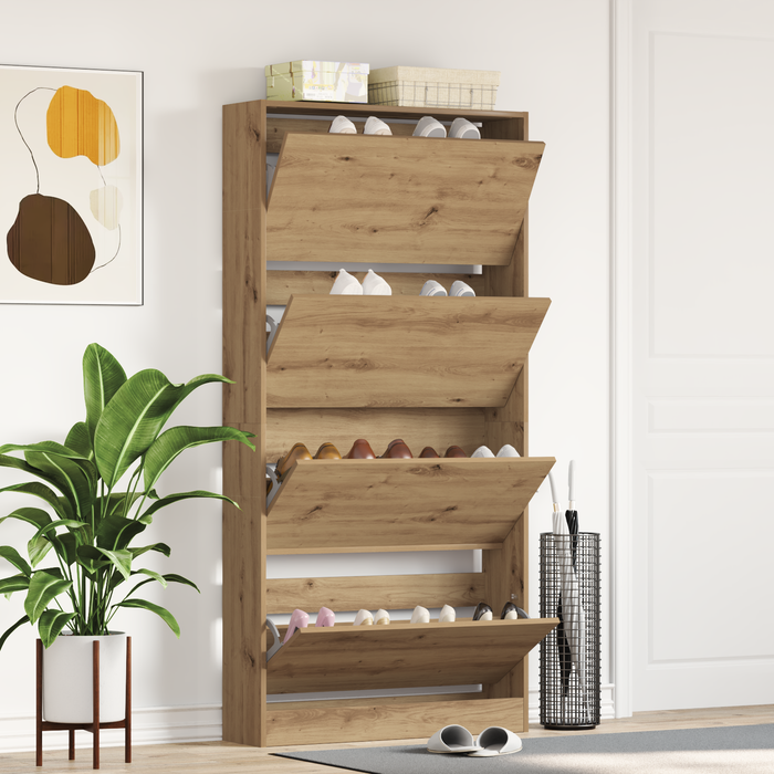 Dulap pentru pantofi Stejar natural Lemn durabil 80 x 21 x 163.5 cm - WALTI WALTI