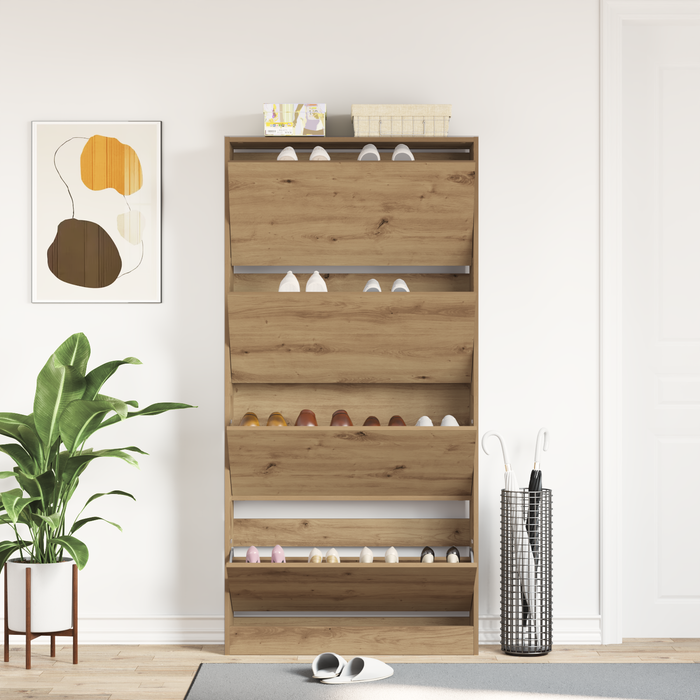 Dulap pentru pantofi Stejar natural Lemn durabil 80 x 21 x 163.5 cm - WALTI WALTI