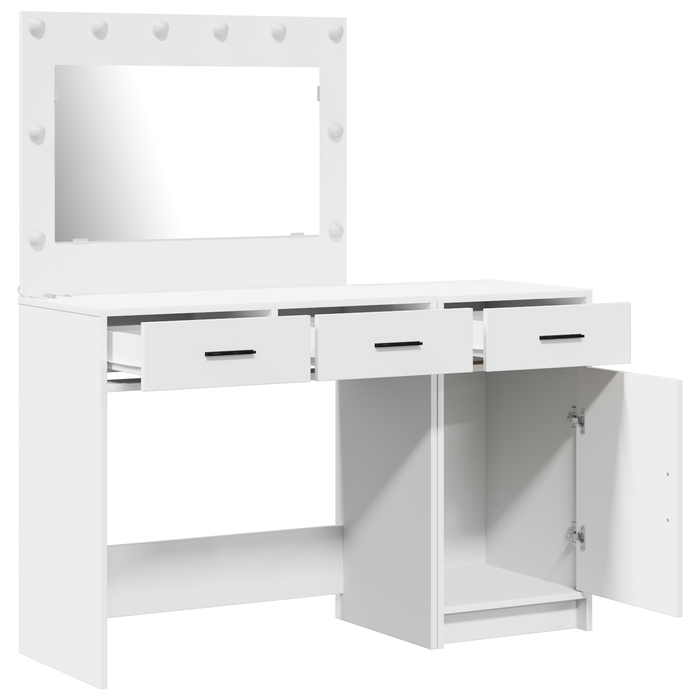 Set masă toaletă cu LED, 2 piese, alb, lemn prelucrat - WALTI WALTI