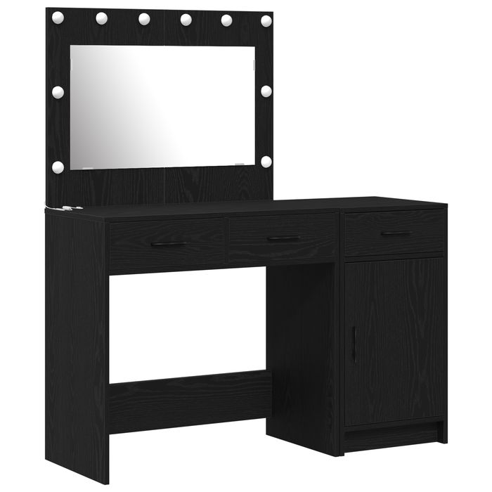 Set masă toaletă cu LED, 2 piese, negru, lemn prelucrat - WALTI WALTI