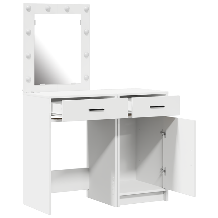 Set masă toaletă cu LED, 2 piese, alb, lemn prelucrat - WALTI WALTI