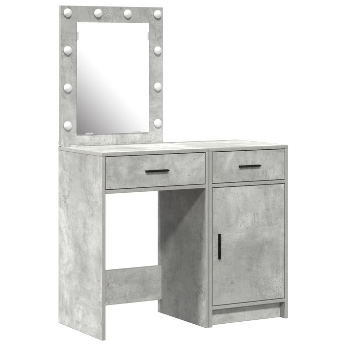 Set masă toaletă cu LED, 2 piese, gri beton, lemn prelucrat - WALTI WALTI